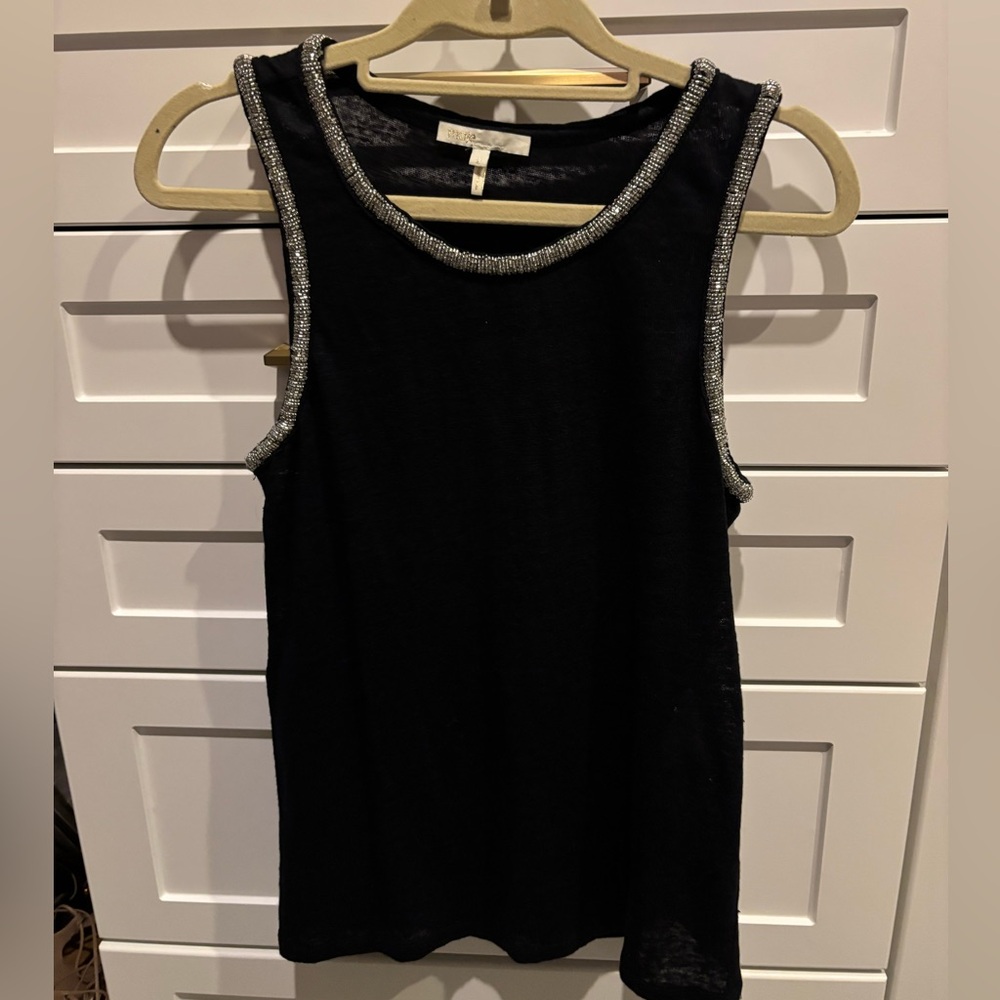 Beaded linen tank by Maje